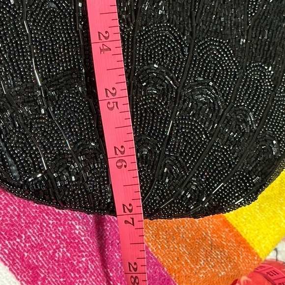 Perfect for prom! Beaded black purse from Hong Kong, zip top with strap - Picture 5 of 9